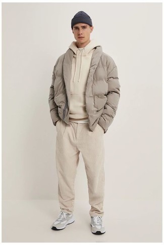 Grey Polyester Down Jacket