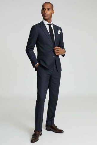 Dark Grey Wool Two Button Suit With Flat Front Pants