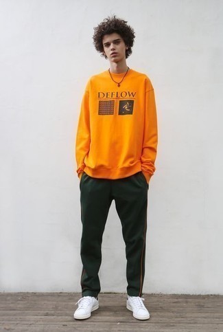 Orange Happy Sweatshirt