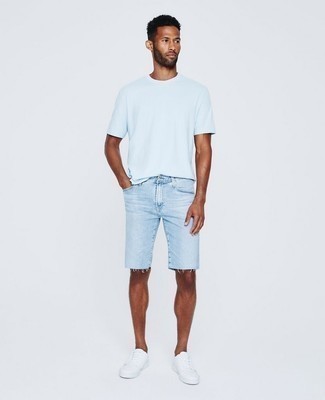 Brand Denim Shorts In Slim Fit In Light Blue