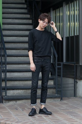 Black Nylon Long Sleeve T Shirt