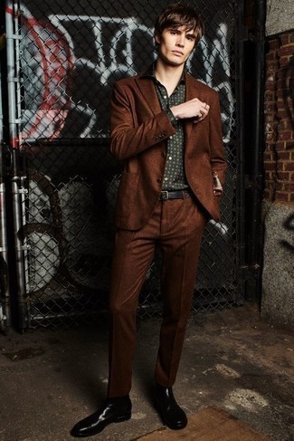 Slim Fit Mid Brown Glenplaid Suit