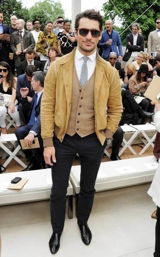 Tan Waistcoat with Black Pants Outfits (10 ideas & outfits