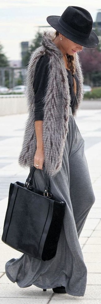 Jenna Split Maxi Skirt In Grey