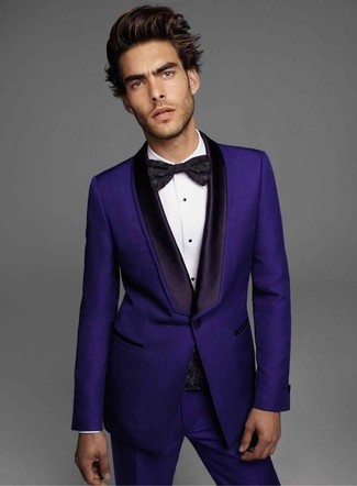 Narrow Silk Bow Tie Purple One Size