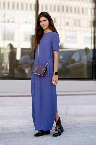 Purple Leather Crossbody Bag Outfits: 