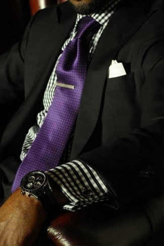 Purple Tie Outfits For Men: 