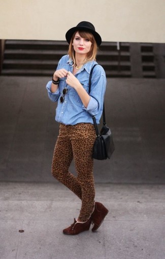 Khaki Leopard Skinny Jeans Outfits: 