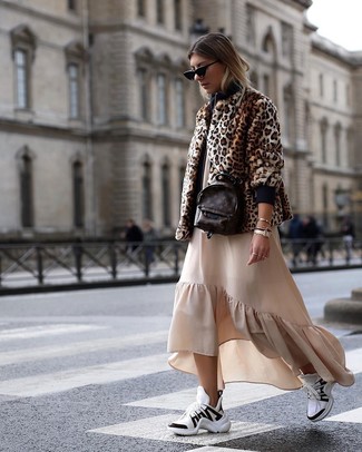 Brown Leopard Fur Jacket Outfits: 