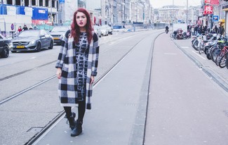 Courrges Checked Long Coat