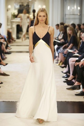 Strapless Color Block Gown