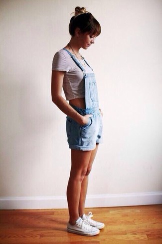 Buttoned Overall Shorts