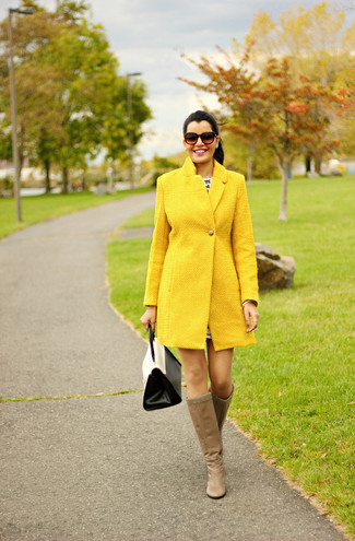 Yellow Coat Outfits For Women: 