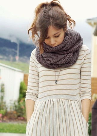 Textured Knit Scarf Gray