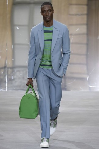 Green Leather Holdall Outfits For Men: 