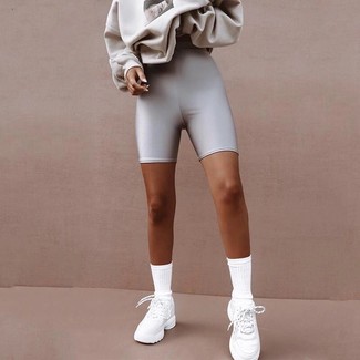Charcoal Print Sweatshirt Outfits For Women: 