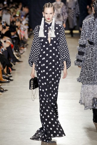 Black and White Polka Dot Evening Dress Outfits: 