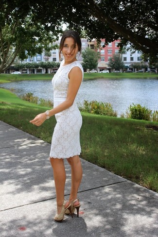 White Lace Bodycon Dress Outfits: 