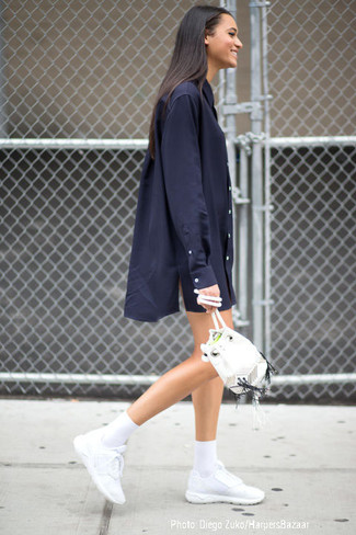 Navy Shirtdress Outfits: 