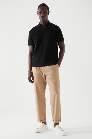 Black Polo with Chinos Outfits: 