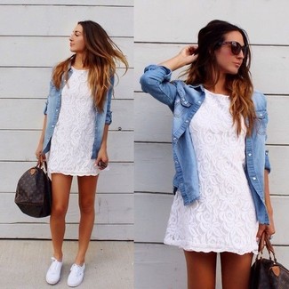casual dress and sneakers outfit