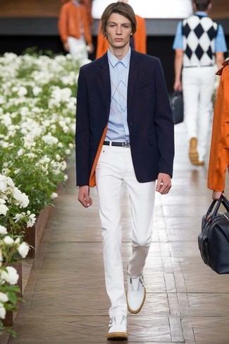 White Leather Loafers Outfits For Men: 