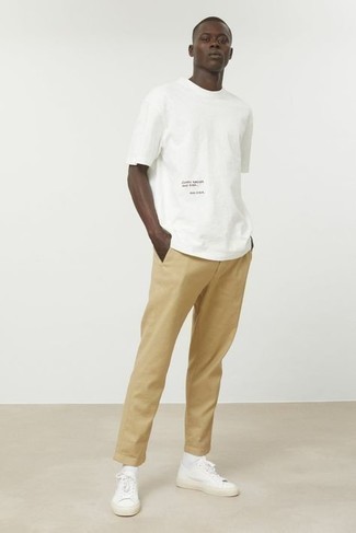 Chinos With Faux Suede Detailing