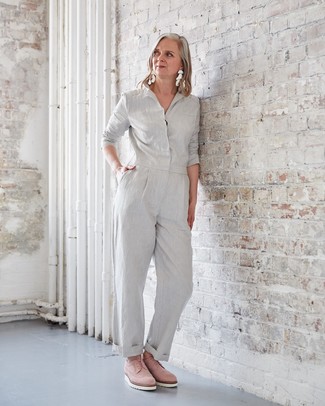 Silver Jumpsuit Smart Casual Outfits: 