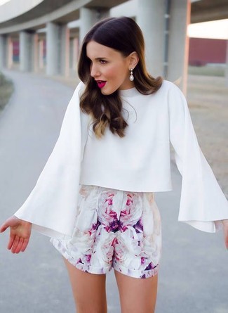 White Long Sleeve Blouse Summer Outfits: 