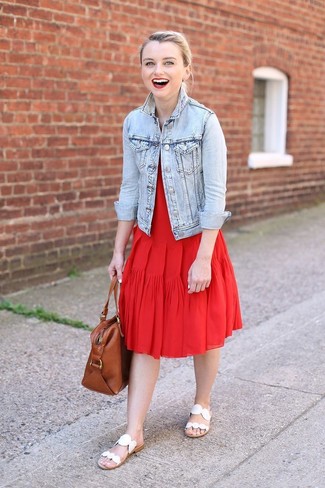 Red Pleated Midi Dress Outfits: 