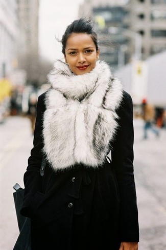 White Fur Scarf Outfits For Women: 