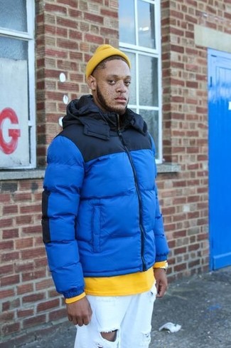 Yellow Beanie Outfits For Men: 