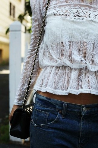 Floral Lace Front Tee Off White