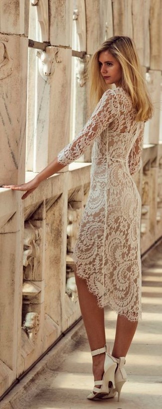 White Lace Bodycon Dress Outfits: 