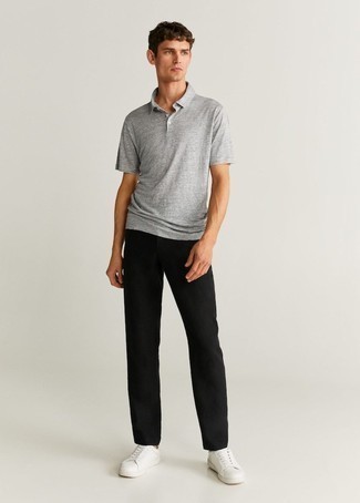 Grey Polo Outfits For Men: 