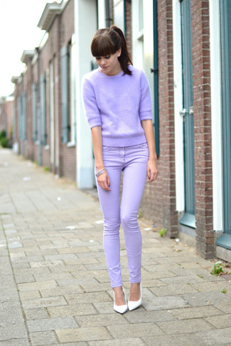 Purple Skinny Jeans Outfits: 