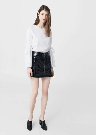 Croc Embossed Faux Patent Leather Skirt