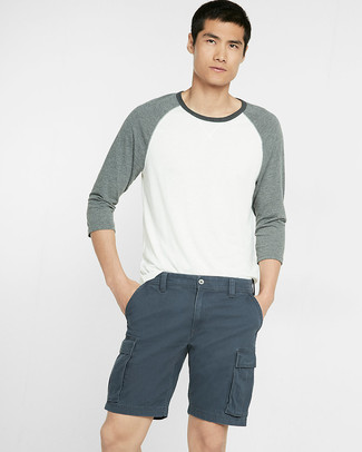Relaxed Fit Linen Shorts Gray