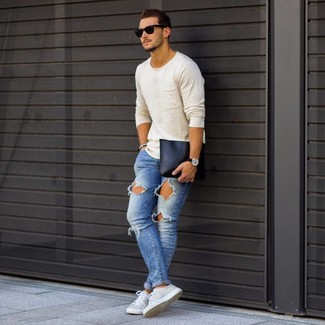 Men's White Long Sleeve Shirt | Lookastic