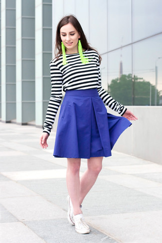 Navy Full Skirt Outfits: 