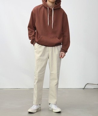 Brown Hoodie Outfits For Men: 