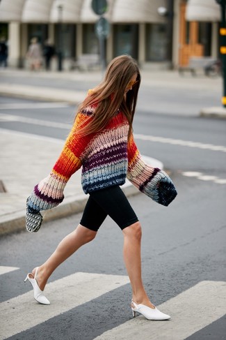 Multi colored Knit Oversized Sweater Outfits: 