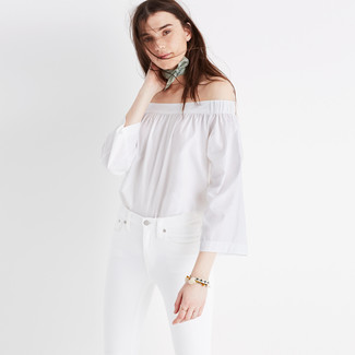 Voile Off The Shoulder Blouse Ivory