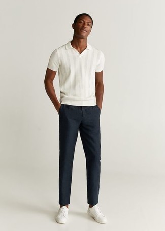 Navy Tapered Trousers