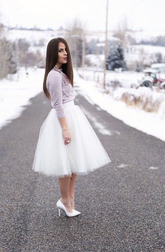 White Tulle Full Skirt Outfits: 