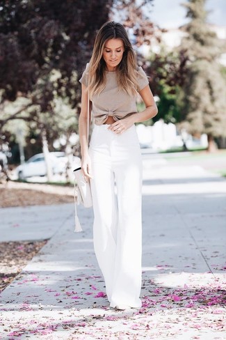 White Leather Bucket Bag Outfits: 