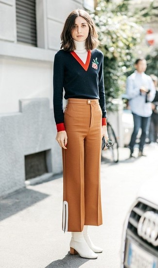 Sailor Nerd Cropped Stretch Crepe Wide Leg Pants Brown