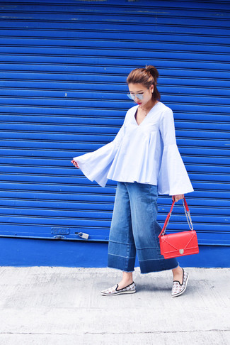 Navy Denim Culottes Hot Weather Outfits: 