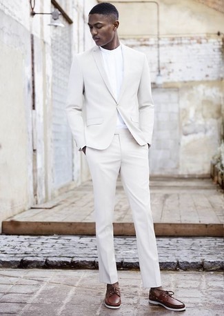 white suit and shoes