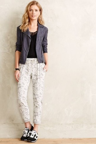 Charcoal Biker Jacket Outfits For Women: 